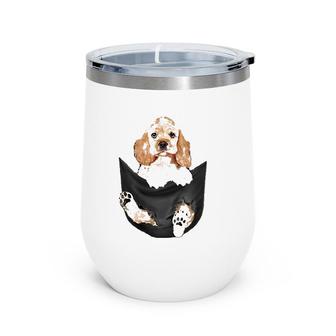 Dog Lovers Gifts Cocker Spaniel In Pocket Funny Dog Face Wine Tumbler | Mazezy
