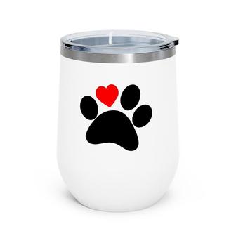 Dog Paw With Heart - I Love Dogs Wine Tumbler | Mazezy