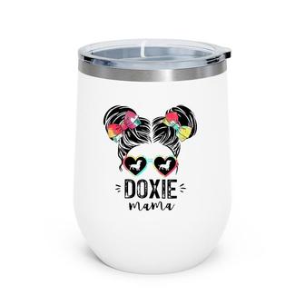Doxie Mama Gifts Double Bun Hair Dachshund Gifts Dog Mom Wine Tumbler | Mazezy