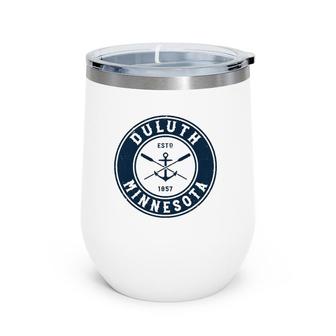 Duluth Minnesota Mn Vintage Boat Anchor And Oars Wine Tumbler | Mazezy