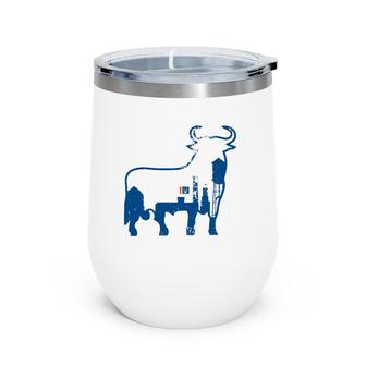 Durham Nc City Skyline Standing Bull Silhouette Wine Tumbler | Mazezy