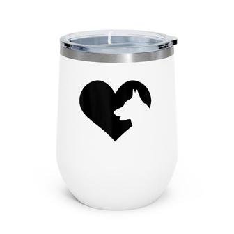 Dutch Shepherd Dog Heart Silhouette - Dutch Shepherd Tank Top Wine Tumbler | Mazezy