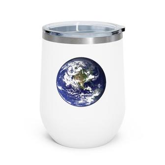 Earth Planet Flat Earth North America Globe Space Clouds Wine Tumbler | Mazezy