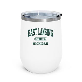 East Lansing Michigan Mi State Vintage Athletic Style Gift Wine Tumbler | Mazezy