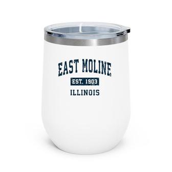 East Moline Illinois Il Vintage Sports Design Navy Print Wine Tumbler | Mazezy