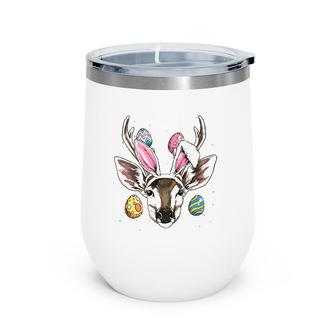 Easter Bunny Deer Funny Easter Deer Gifts Wine Tumbler | Mazezy