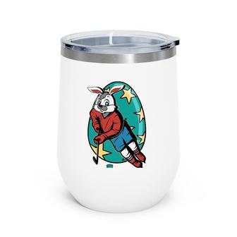 Easter Bunny Ice Hockey Basket Stuffer Boys Girls Kids Teens Wine Tumbler | Mazezy