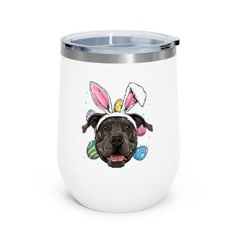 Easter Bunny Pit Bull Dog Kids Men Women Wine Tumbler | Mazezy