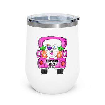 Easter Bunny Truck Substitute Teacher Squad Wine Tumbler | Mazezy