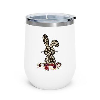 Easter Cute Gift For Her Mom Teen Girls Wife Leopard Bunny Wine Tumbler | Mazezy