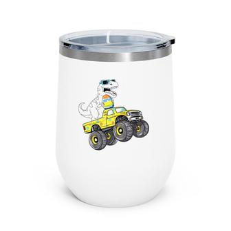 Easter Dayrex Dino Riding A Monster Truck Boys Girls Kids Wine Tumbler | Mazezy