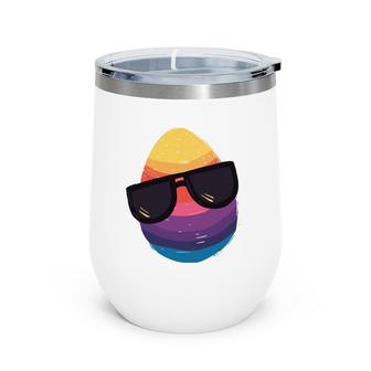 Easter Egg With Sunglasses Happy Easter Egg 2022 Ver2 Wine Tumbler | Mazezy