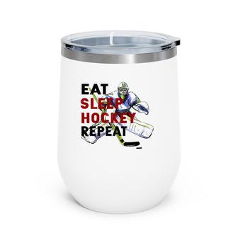 Eat Sleep Hockey Ice Hockey Gift Wine Tumbler | Mazezy