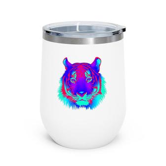 Edm Electronic Dance Techno Colorful Tiger Rave Wine Tumbler | Mazezy