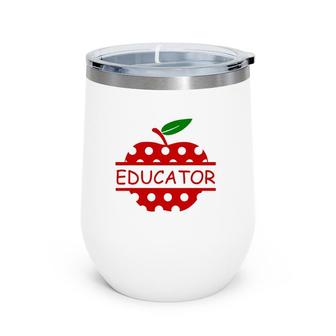 Educator Red Apple Teacher Gift Wine Tumbler | Mazezy
