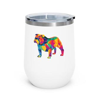 English Bulldog Geo Fractal Crew Neck Wine Tumbler | Mazezy