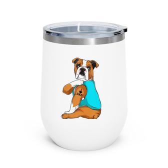 English Bulldog I Love Dad Tattoo Apparel Dog Dad Gifts Wine Tumbler | Mazezy