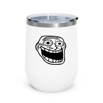 Excited Troll Face Meme Wine Tumbler | Mazezy