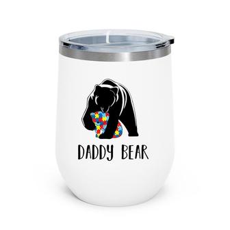 Family Matching Autism Awareness Outfits Daddy Bear Wine Tumbler | Mazezy