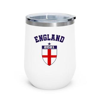 Fan England Football Top Euro Retro England Soccer Jersey Wine Tumbler | Mazezy