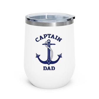 Father's Day Nautical Anchor Captain Dad Wine Tumbler | Mazezy