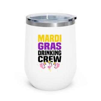 Flamingo Jester Hat Wine Glass Mardi Gras Drinking Crew Wine Tumbler | Mazezy