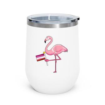 Flamingo Lesbian Flag Cute Lgbt Rainbow Gay Pride Gift Raglan Baseball Tee Wine Tumbler