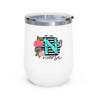Floral Art Nurse Gift Appreciation Wine Tumbler | Mazezy