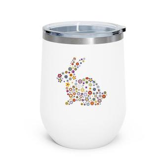 Floral Easter Bunny Girls Women Spring Flowers Rabbit Wine Tumbler | Mazezy