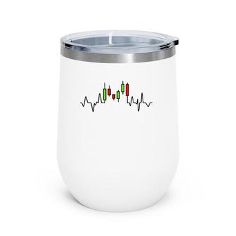 Forex Or Stock Trader Candlestick Chart Heartbeat Graph Wine Tumbler | Mazezy