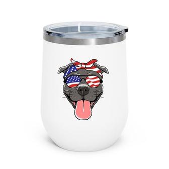 Fourth Of July Dog Lovers Patriotic Pup For Men, Women, Kids Wine Tumbler | Mazezy