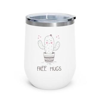 Free Hugs Cactus Funny Cute Sarcastic Wine Tumbler | Mazezy