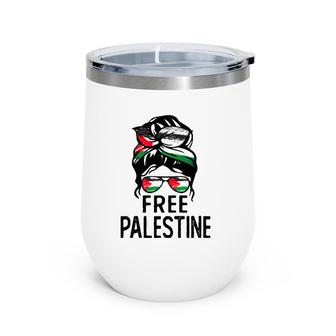 Free Palestine Free Gaza Messy Bun Mother's Day Gift Wine Tumbler | Mazezy UK