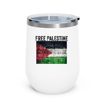 Free Palestine Gaza Graphic Flag Wine Tumbler | Mazezy