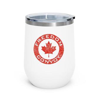Freedom Convoy 2022 Canadian Maple Leaf Trucker Tees Wine Tumbler | Mazezy