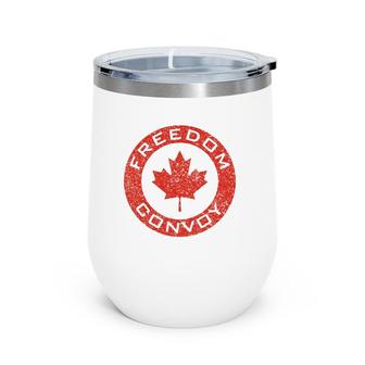 Freedom Convoy 2022 Canadian Maple Leaf Trucker Tees Wine Tumbler | Mazezy