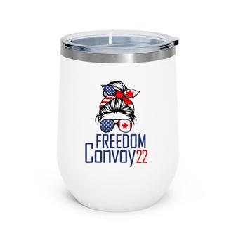 Freedom Convoy 2022 Supporter I Support Canadian Truckers Wine Tumbler | Mazezy