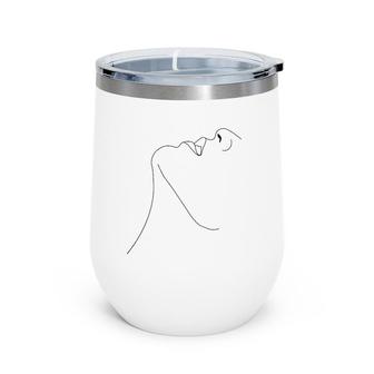 Fun Artistic Line Drawing Abstract Face Wine Tumbler | Mazezy