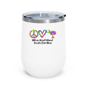 Fun Hilton Head Island South Carolina S Tie Dye Mom Kid Wine Tumbler | Mazezy