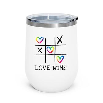 Fun Lgbtq Love Wins In Gay Pride Rainbow Colors - Gay Ally Wine Tumbler | Mazezy UK