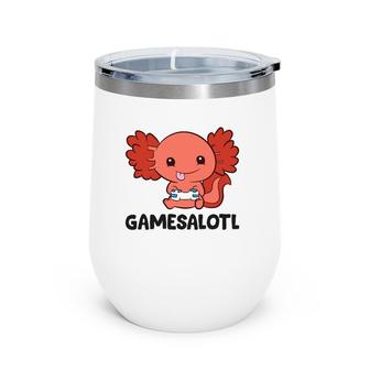 Funny Axolotl Lover Gamesalotl Gamer Axolotl Wine Tumbler | Mazezy