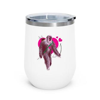 Funny Bigfoot Cupid Cute Sasquatch Lover Valentine Gift Tee Wine Tumbler | Mazezy