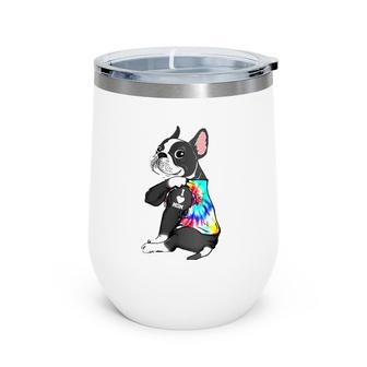 Funny Boston Terrier Dog Tattoo I Love Mom Mother's Day Gift Wine Tumbler | Mazezy