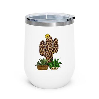 Funny Cactus Leopard Print Succulent Plant Lover Gift Wine Tumbler | Mazezy
