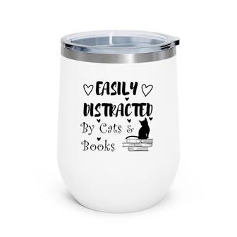 Funny Cat Reading Book Kitty Wine Tumbler | Mazezy