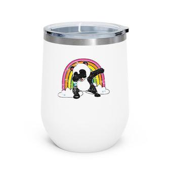 Funny Dabbing Panda Bear Chinese Rainbow Zoo Animal Panda Wine Tumbler | Mazezy