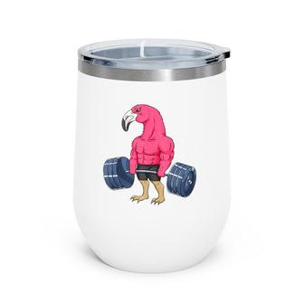 Funny Flamingo Weightlifting Bodybuilder Muscle Fitness Wine Tumbler | Mazezy