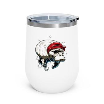 Funny Florida Manatee Pirate Gift Wine Tumbler | Mazezy