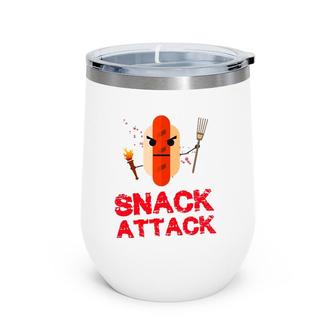 Funny Hot Dog Snack Attack Food Snacks Wine Tumbler | Mazezy