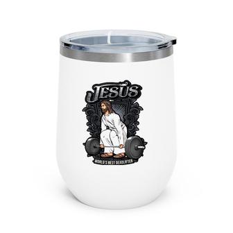 Funny Jesus Christian Weight Lifting Pun Men Him Gag Gifts Tank Top Wine Tumbler | Mazezy